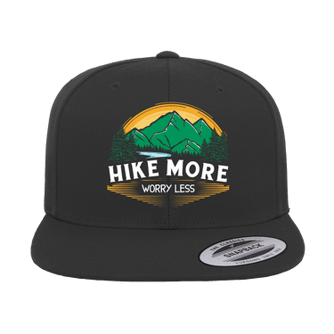 Hike More Worry Less Printed Flat Bill Cap